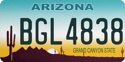 AZ license plate BGL4838
