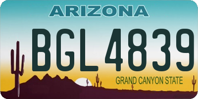 AZ license plate BGL4839