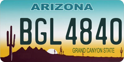 AZ license plate BGL4840