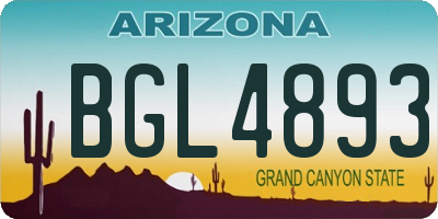 AZ license plate BGL4893