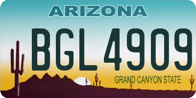 AZ license plate BGL4909