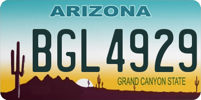 AZ license plate BGL4929