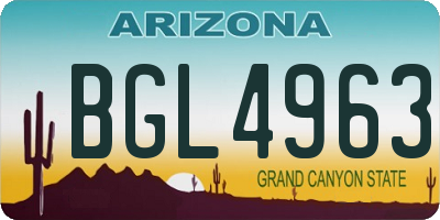 AZ license plate BGL4963