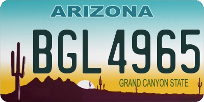 AZ license plate BGL4965