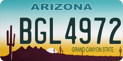 AZ license plate BGL4972