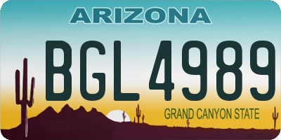 AZ license plate BGL4989