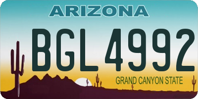 AZ license plate BGL4992