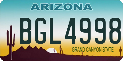 AZ license plate BGL4998