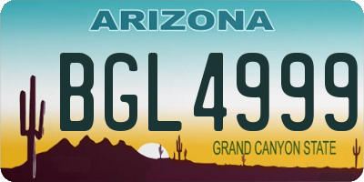 AZ license plate BGL4999