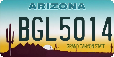 AZ license plate BGL5014