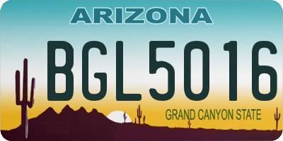 AZ license plate BGL5016