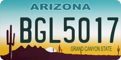 AZ license plate BGL5017