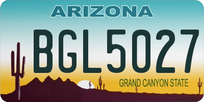 AZ license plate BGL5027