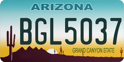 AZ license plate BGL5037