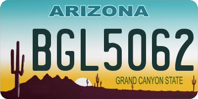 AZ license plate BGL5062