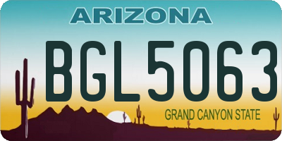 AZ license plate BGL5063