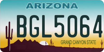 AZ license plate BGL5064