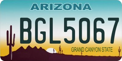 AZ license plate BGL5067