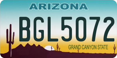 AZ license plate BGL5072