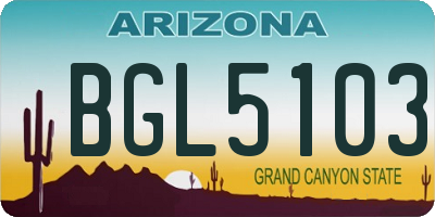 AZ license plate BGL5103
