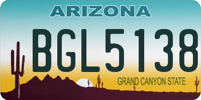 AZ license plate BGL5138