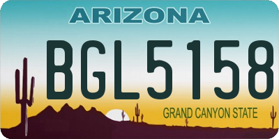AZ license plate BGL5158
