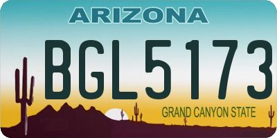 AZ license plate BGL5173