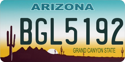 AZ license plate BGL5192