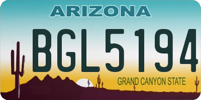 AZ license plate BGL5194