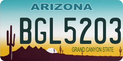 AZ license plate BGL5203