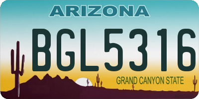 AZ license plate BGL5316