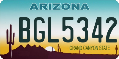 AZ license plate BGL5342