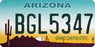 AZ license plate BGL5347
