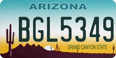 AZ license plate BGL5349