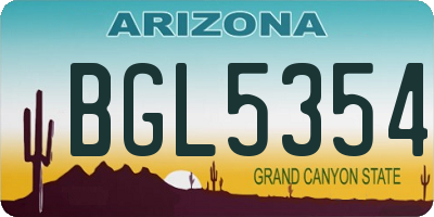 AZ license plate BGL5354
