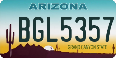 AZ license plate BGL5357