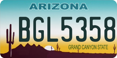 AZ license plate BGL5358