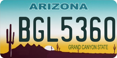 AZ license plate BGL5360