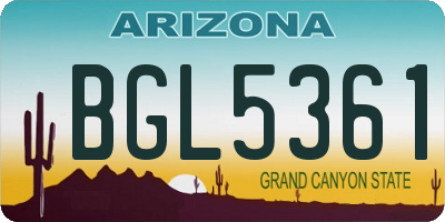 AZ license plate BGL5361