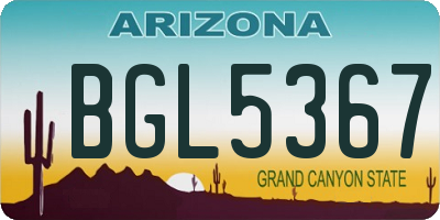 AZ license plate BGL5367