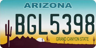 AZ license plate BGL5398