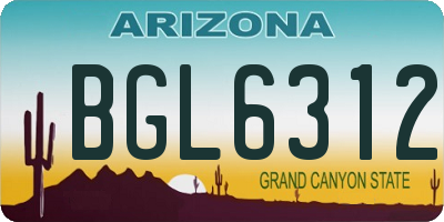 AZ license plate BGL6312