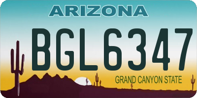 AZ license plate BGL6347