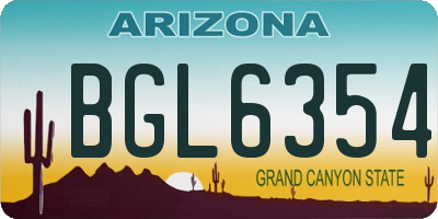AZ license plate BGL6354