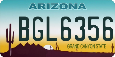 AZ license plate BGL6356