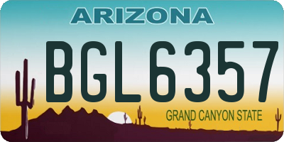 AZ license plate BGL6357