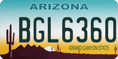AZ license plate BGL6360