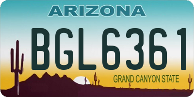 AZ license plate BGL6361