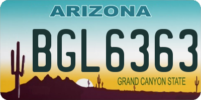 AZ license plate BGL6363