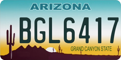 AZ license plate BGL6417